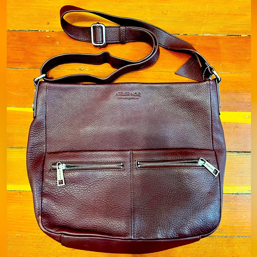 Atelier Noir (by Rudsak) | Dark Red/ Maroon, Large Leather Shoulder Bag